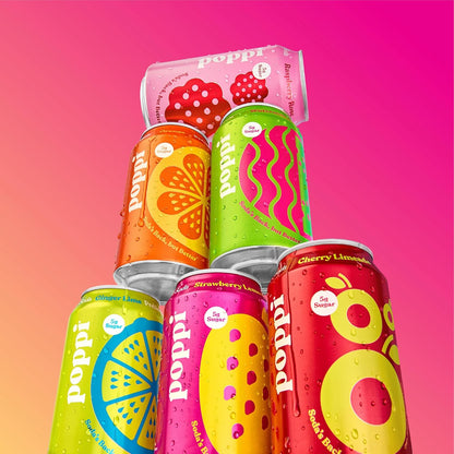 poppi prebiotic soda pack with fruit-forward flavors