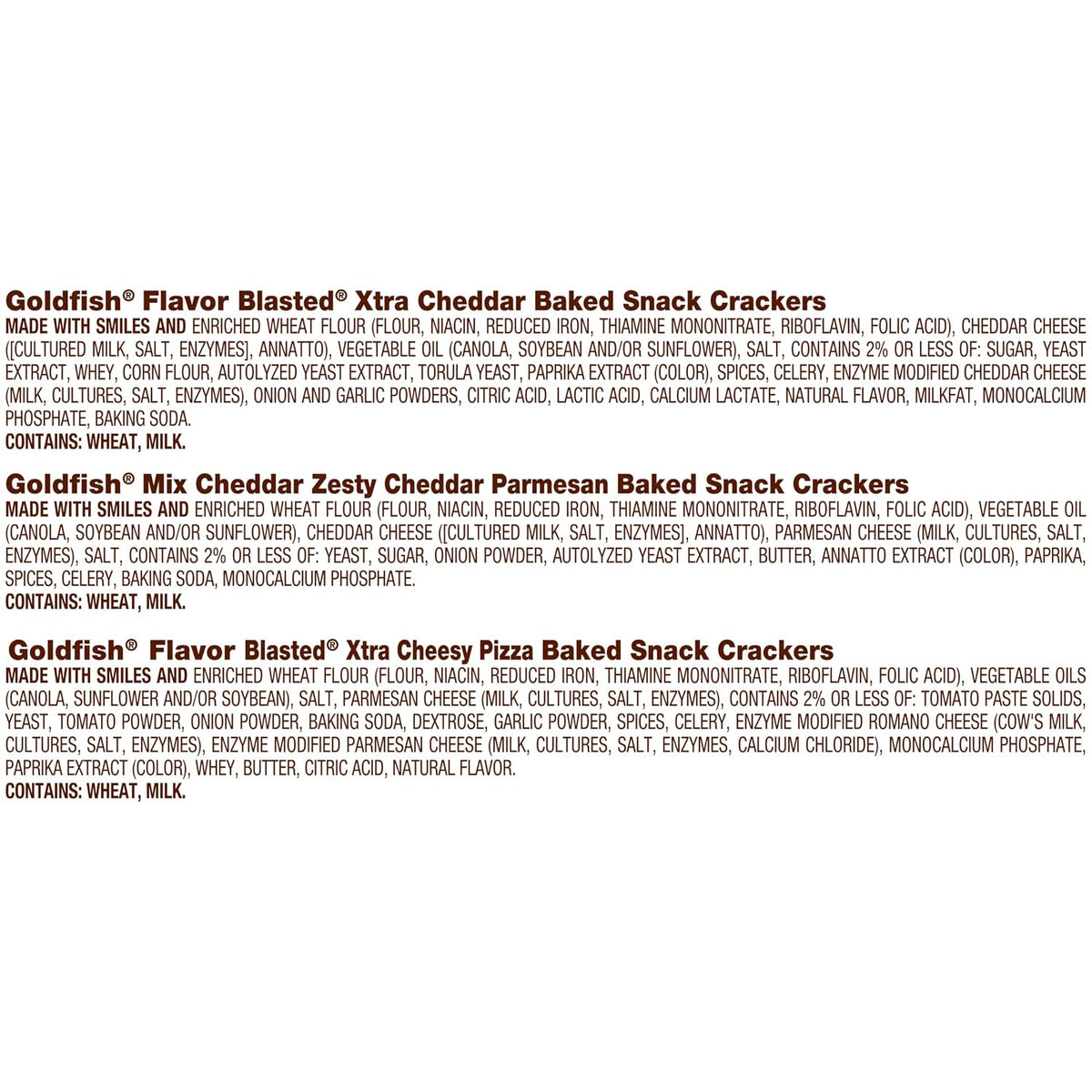 Goldfish single serve snack packs for lunchboxes