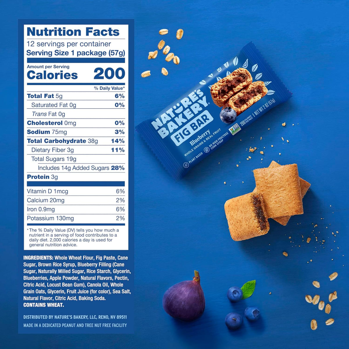 Soft-baked blueberry fruit bars with whole wheat
