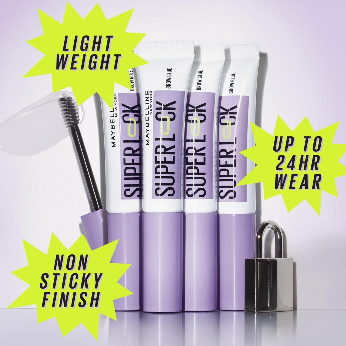 Lightweight MAYBELLINE eyebrow gel with styling brush