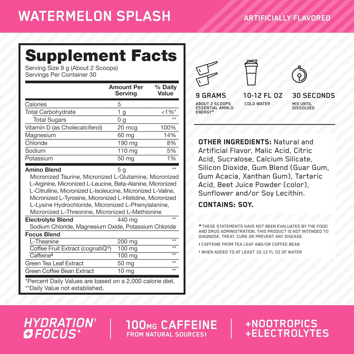 Watermelon amino energy hydration powder container