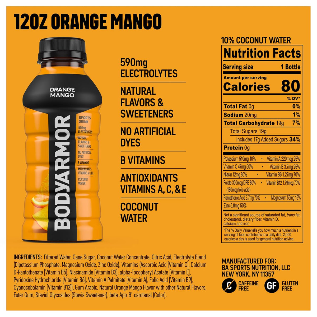 12 oz BODYARMOR sports drink orange mango