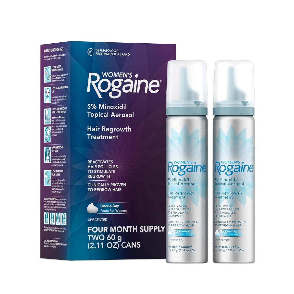 Women’s Rogaine hair growth foam two canisters