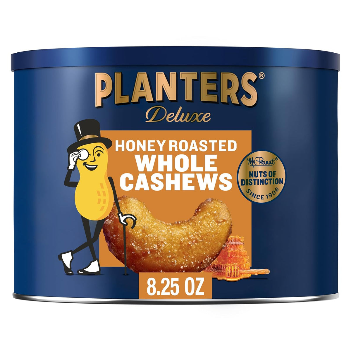 Resealable canister of honey roasted cashews