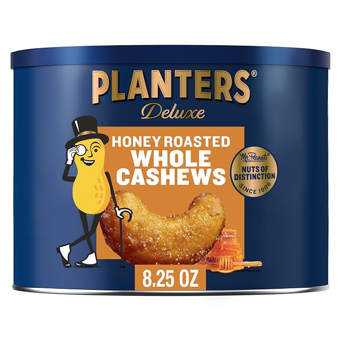 PLANTERS deluxe honey roasted cashews 8.25 oz