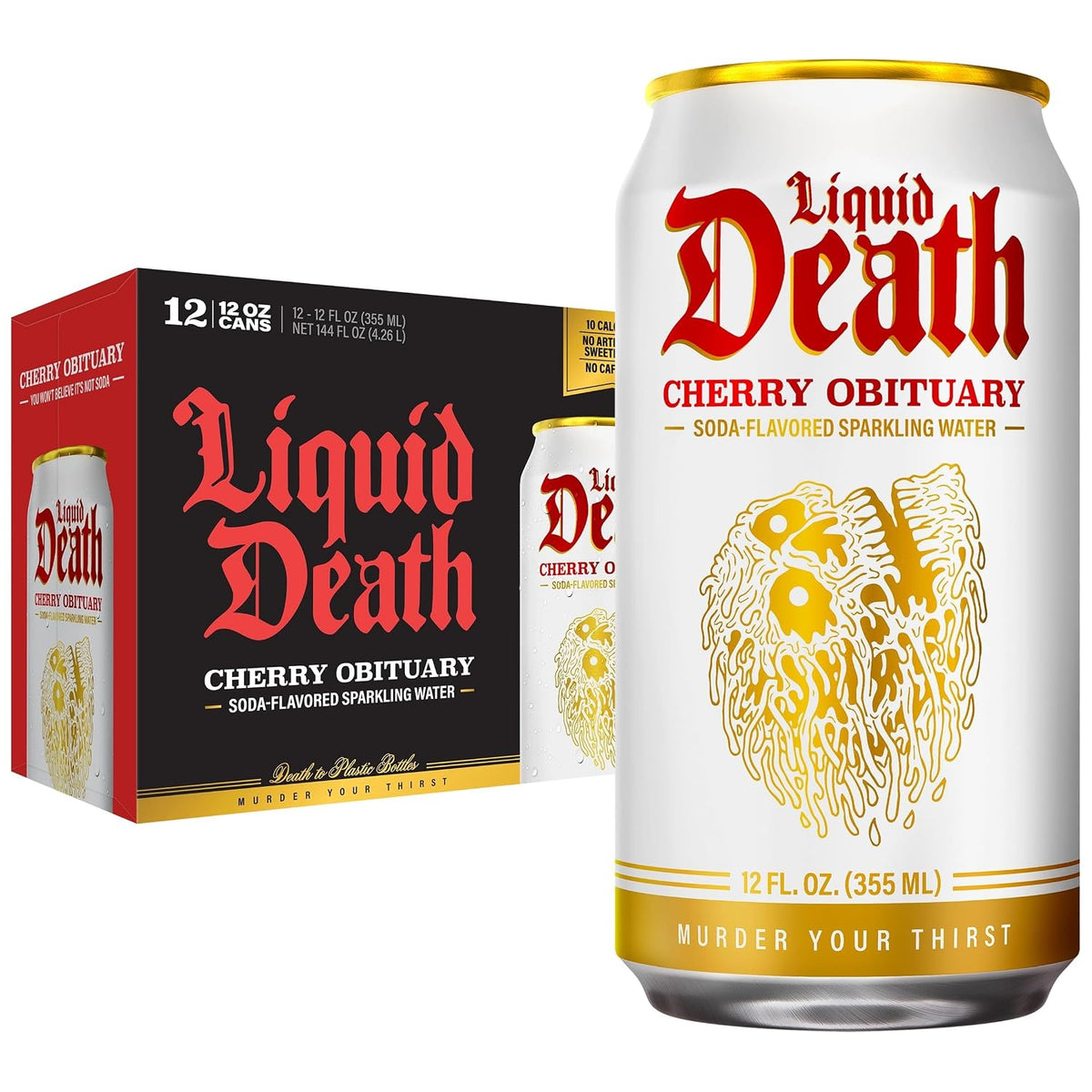 Liquid Death soda-flavored cherry sparkling water cans