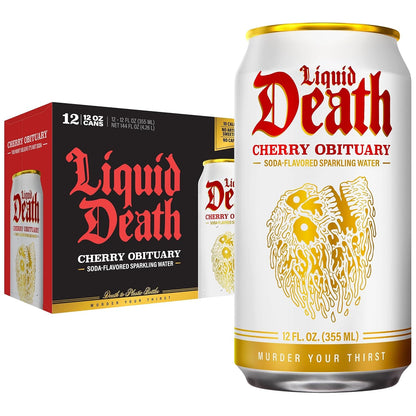 Liquid Death soda-flavored cherry sparkling water cans