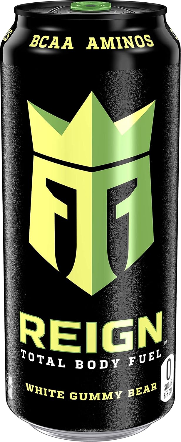 White Gummy Bear REIGN zero-sugar energy drink