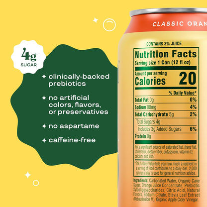 Classic Orange prebiotic soda by Bloom Nutrition