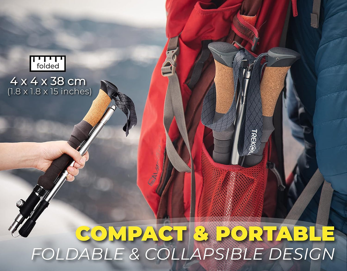 TREKOLOGY Trek-Z trekking poles with comfortable cork handles