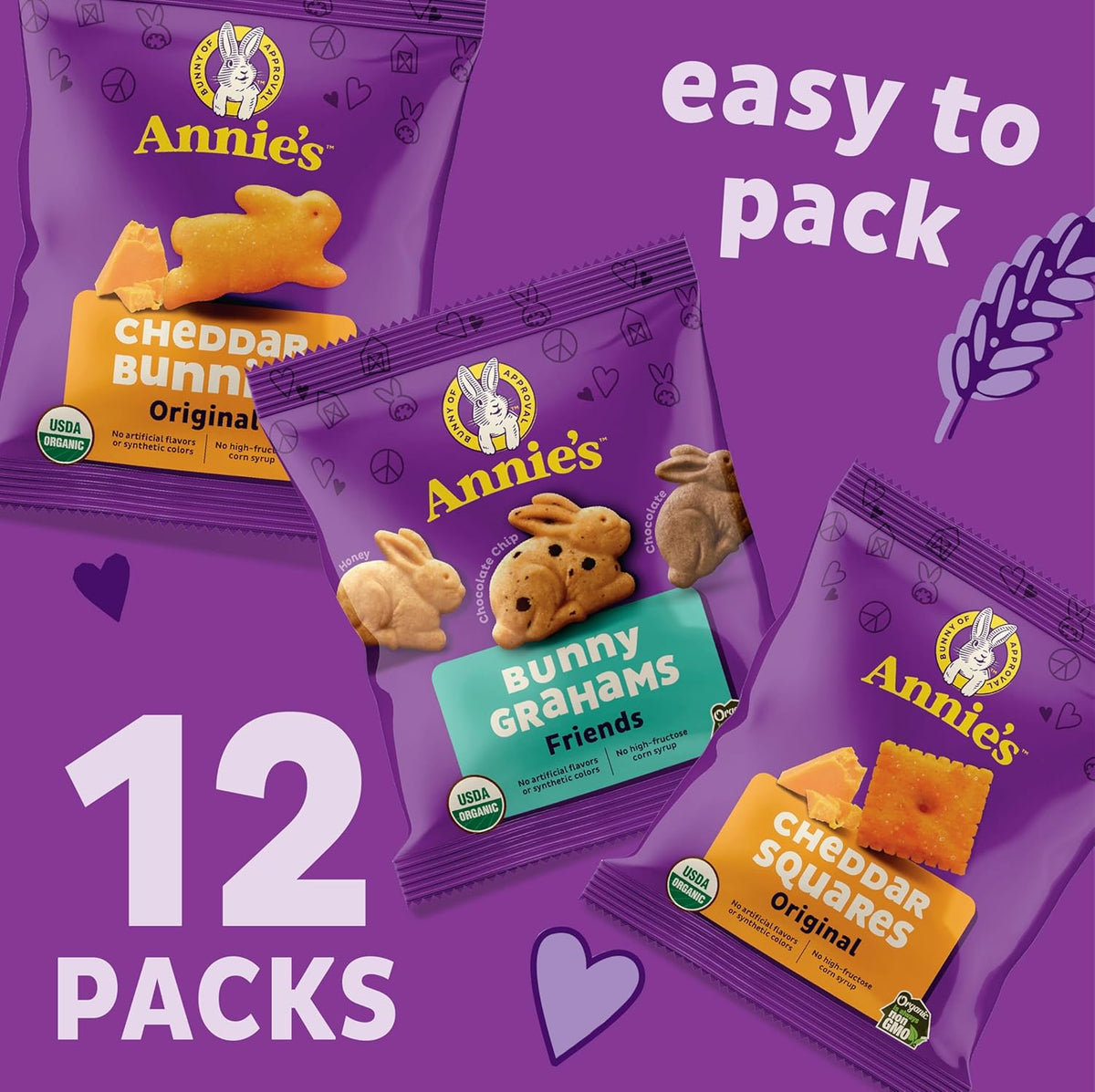 Annie's Cheddar Squares and Bunny Grahams snack pack