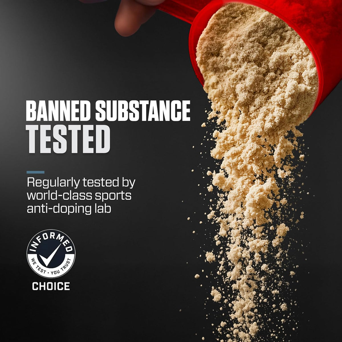 Dymatize ISO100 vanilla protein powder front view