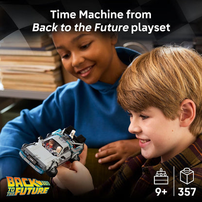 Back to the Future LEGO car model with movie details