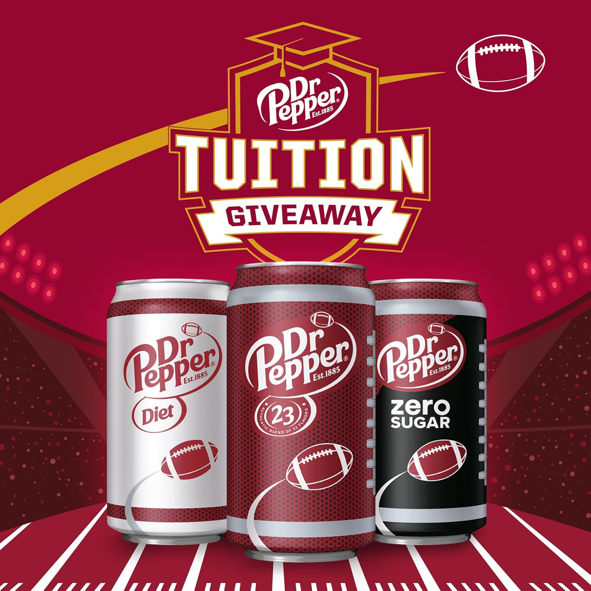 Dr Pepper diet soft drink cans for game day