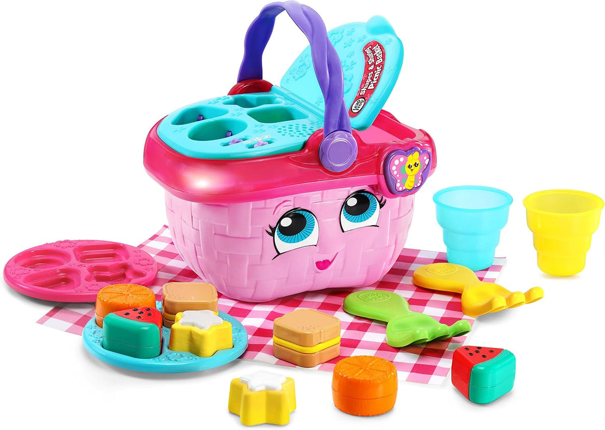 Pink LeapFrog pretend picnic basket with play food