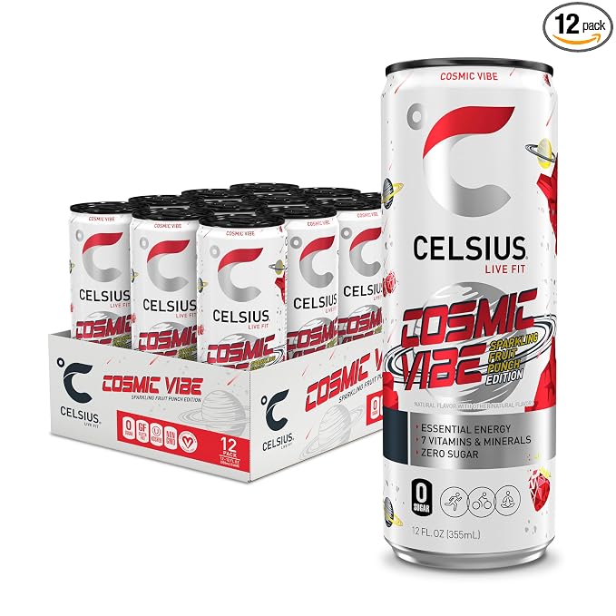 CELSIUS Cosmic Vibe sparkling fruit punch energy drink 12 pack