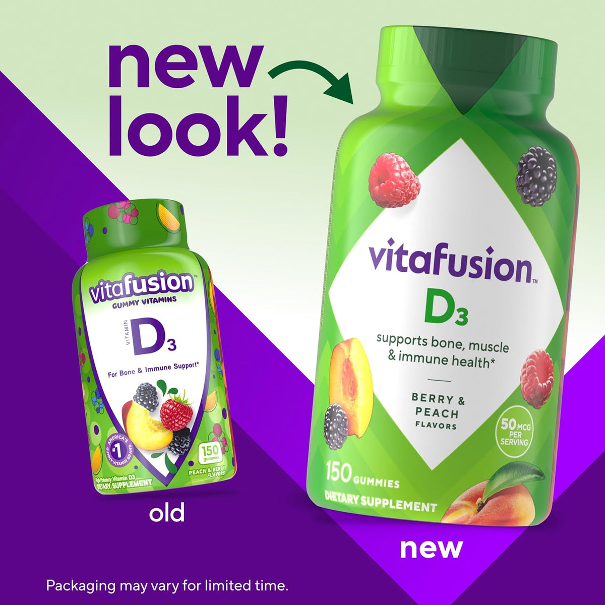 Vitamin D3 gummies with fruity chew format