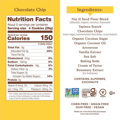 Crunchy almond flour chocolate chip cookies 5.5 ounce pack