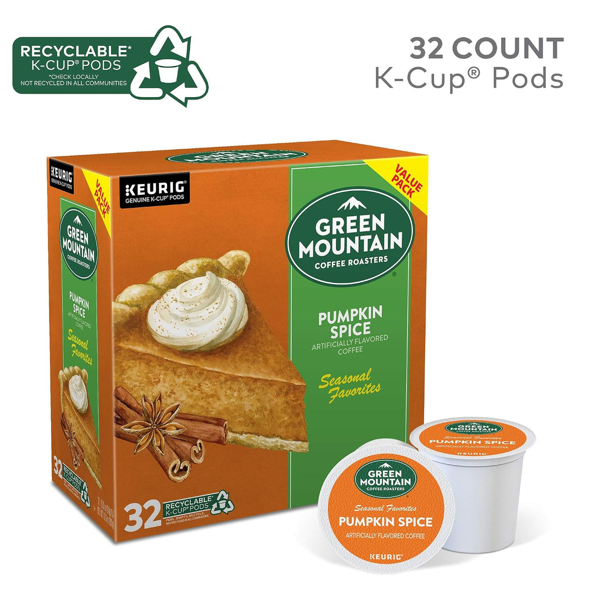 K-Cup coffee pods with cinnamon nutmeg pumpkin spice notes