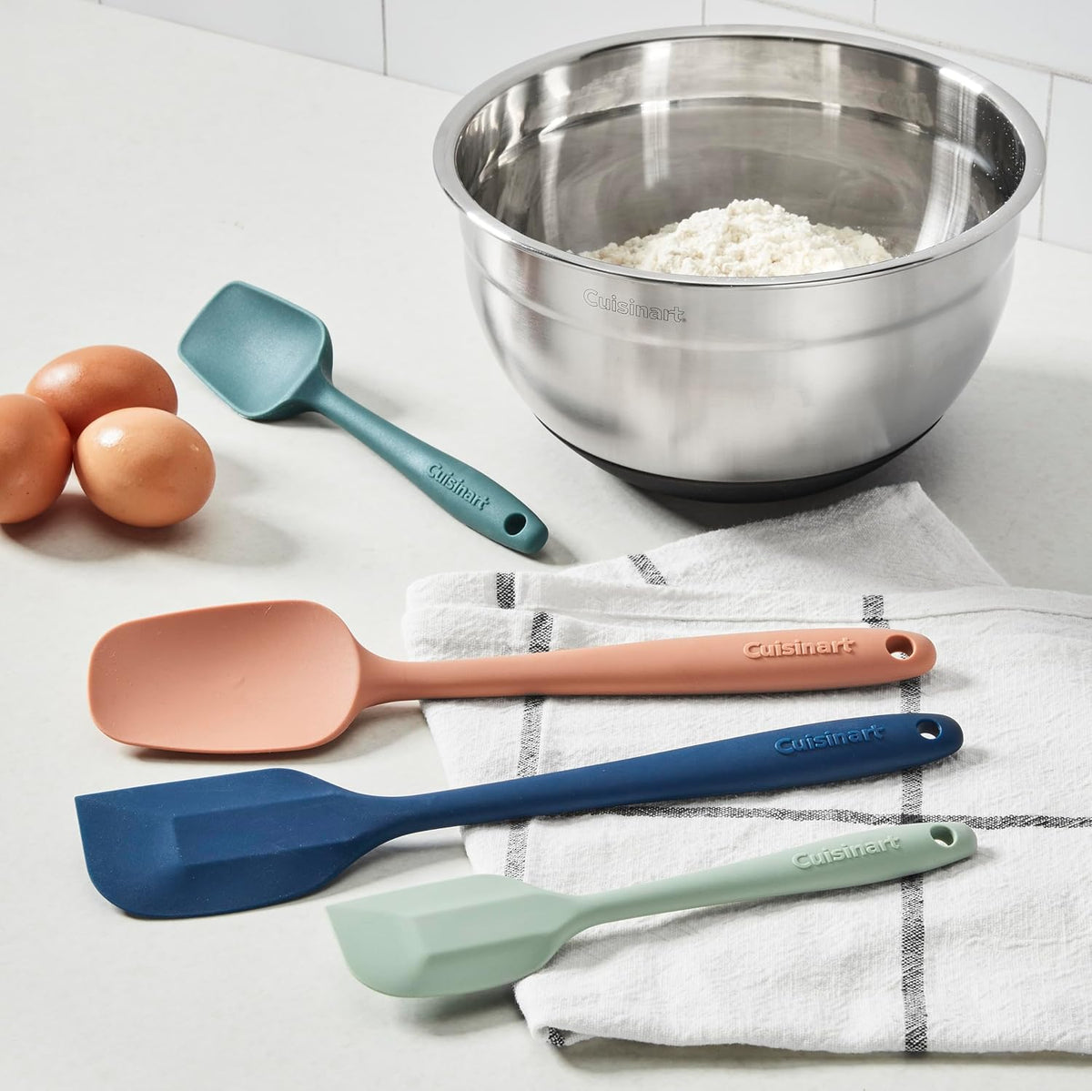 Colorful Cuisinart kitchen spatulas for baking and prep