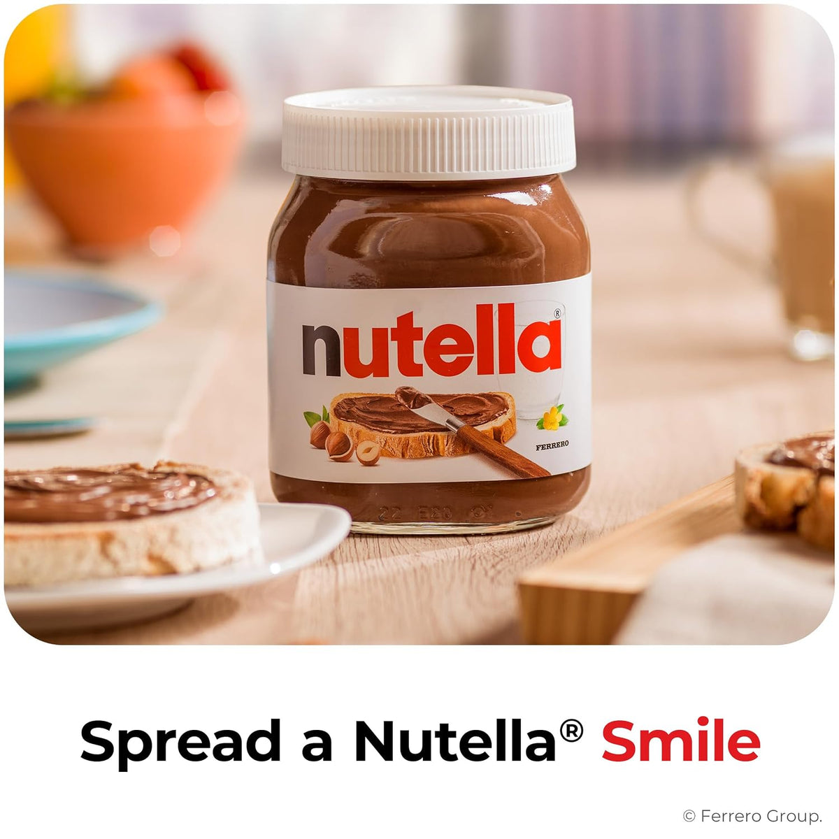 Creamy Nutella chocolate hazelnut spread for breakfast