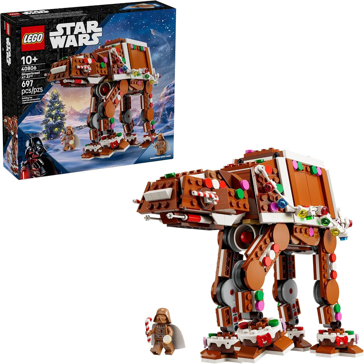 Gingerbread AT-AT Walker with Darth Vader LEGO minifigure