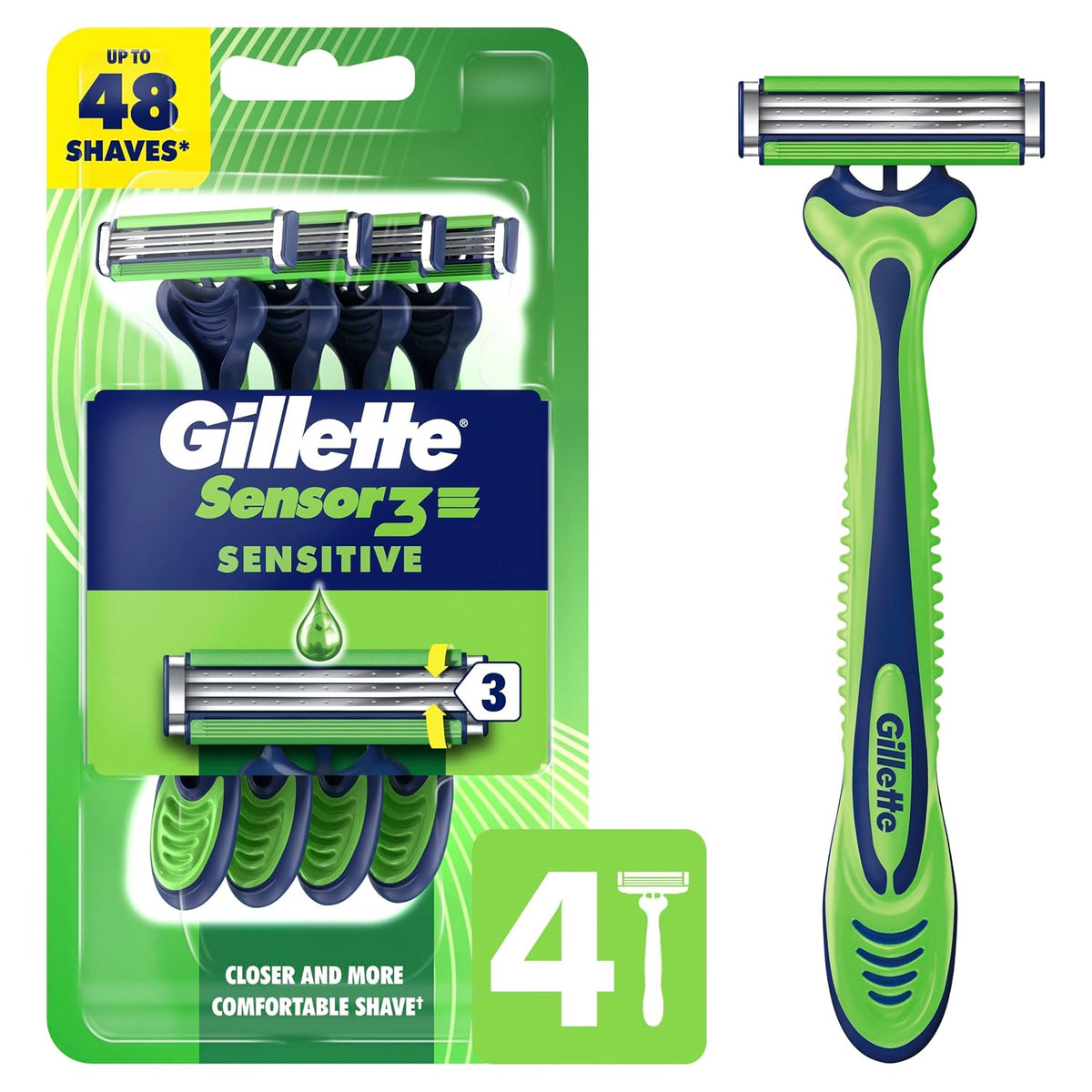 Gillette men's sensitive disposable razors packaging