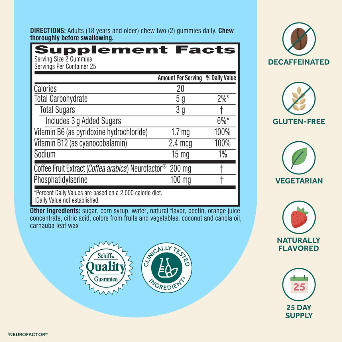NEURIVA Plus decaffeinated stimulant-free brain support gummies