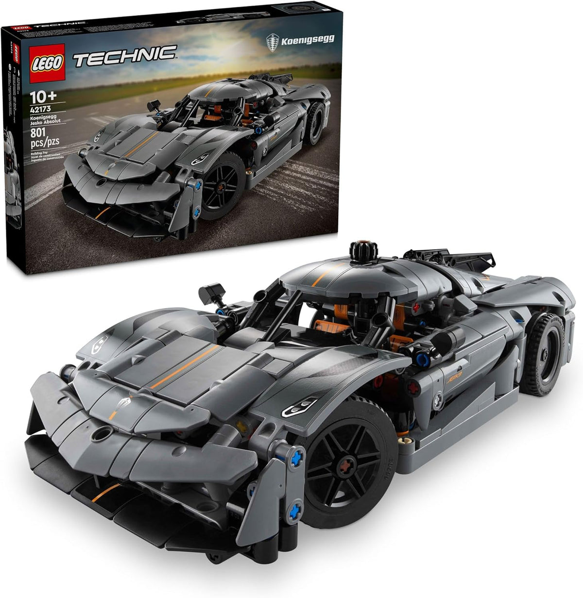 Front view of LEGO Technic sports car building set
