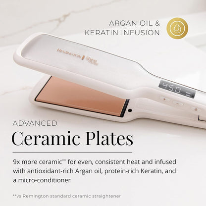 Wide plate hair straightener for smooth shiny styling