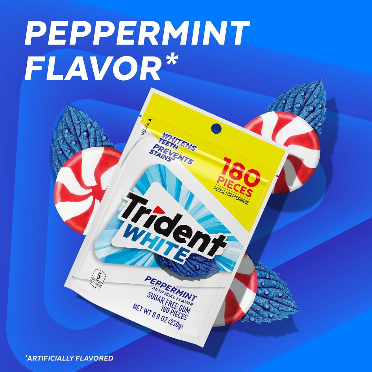 Trident peppermint chewing gum with xylitol, 180 pieces