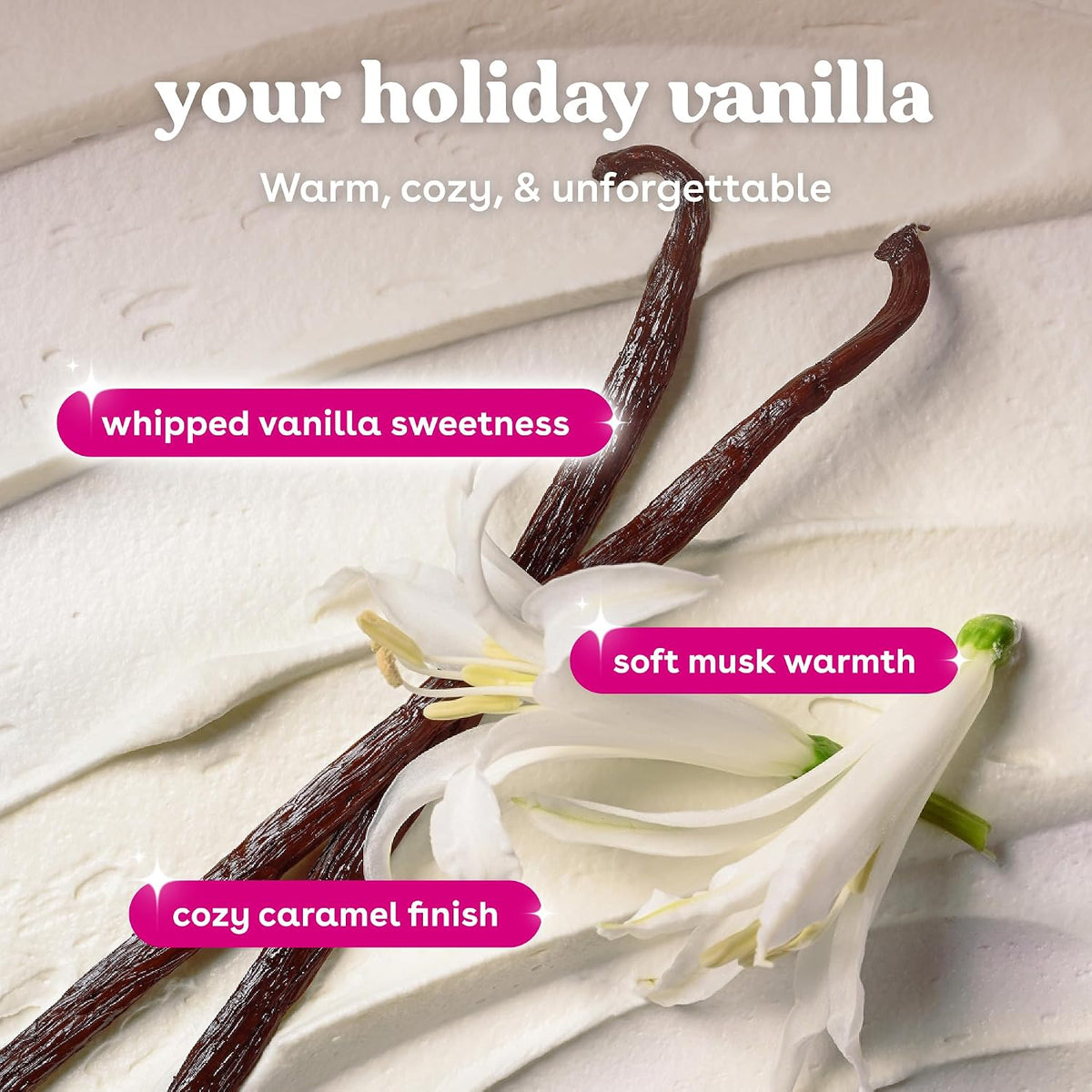 Holiday vanilla body care duo for gifting