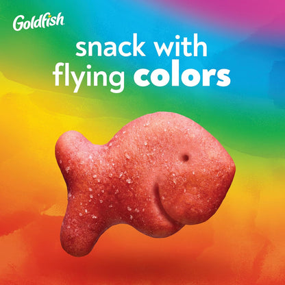 Cheddar cheese Goldfish crackers pantry snack carton