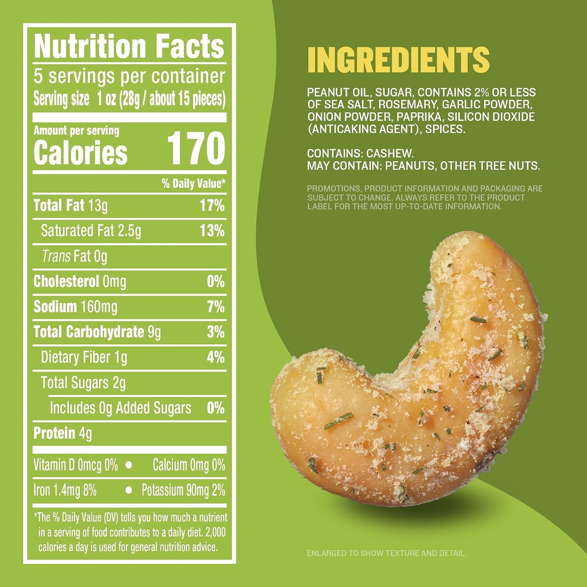 Roasted cashews with tangy dill pickle seasoning