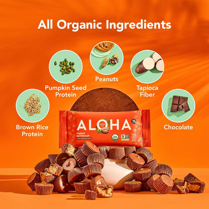 Peanut butter cup vegan protein bar by ALOHA