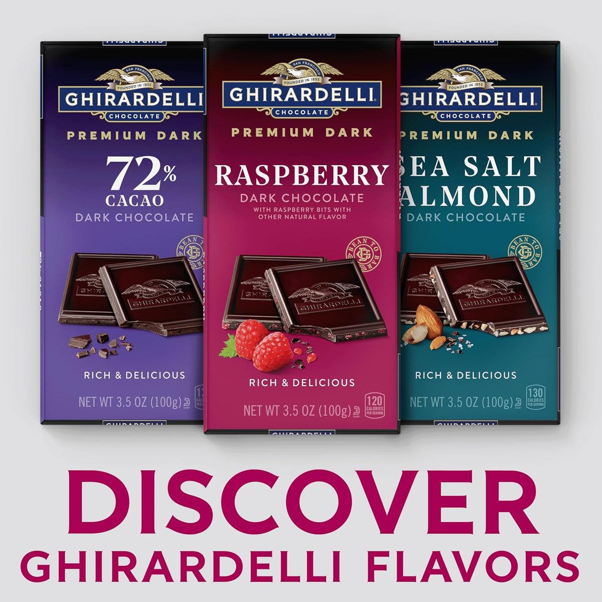 3.5 oz Ghirardelli dark chocolate raspberry bar