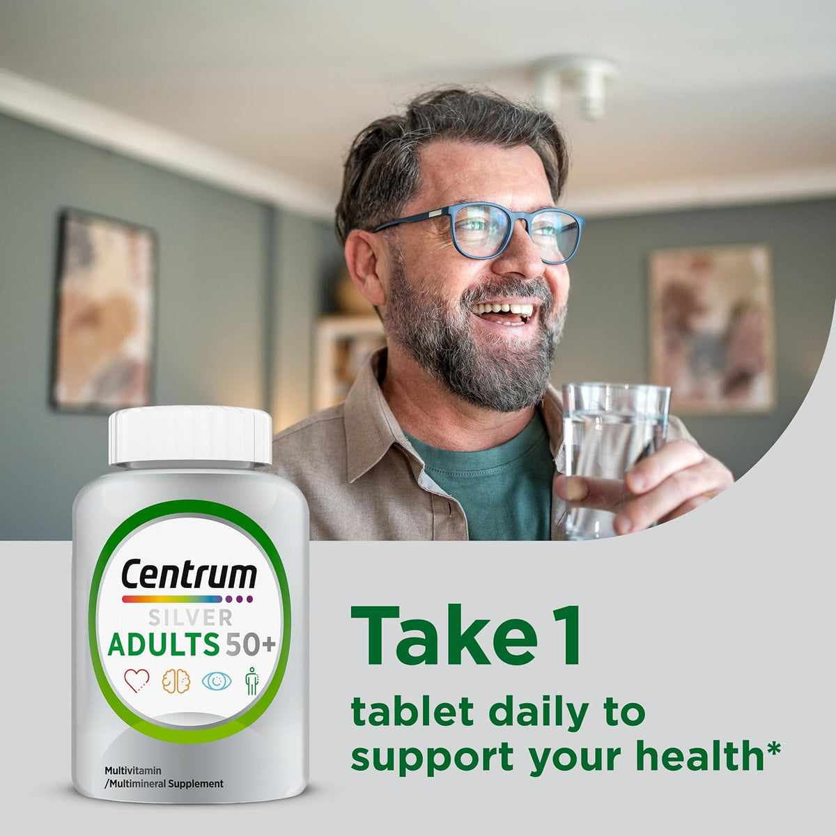 Centrum Silver 50 plus wellness supplement bottle