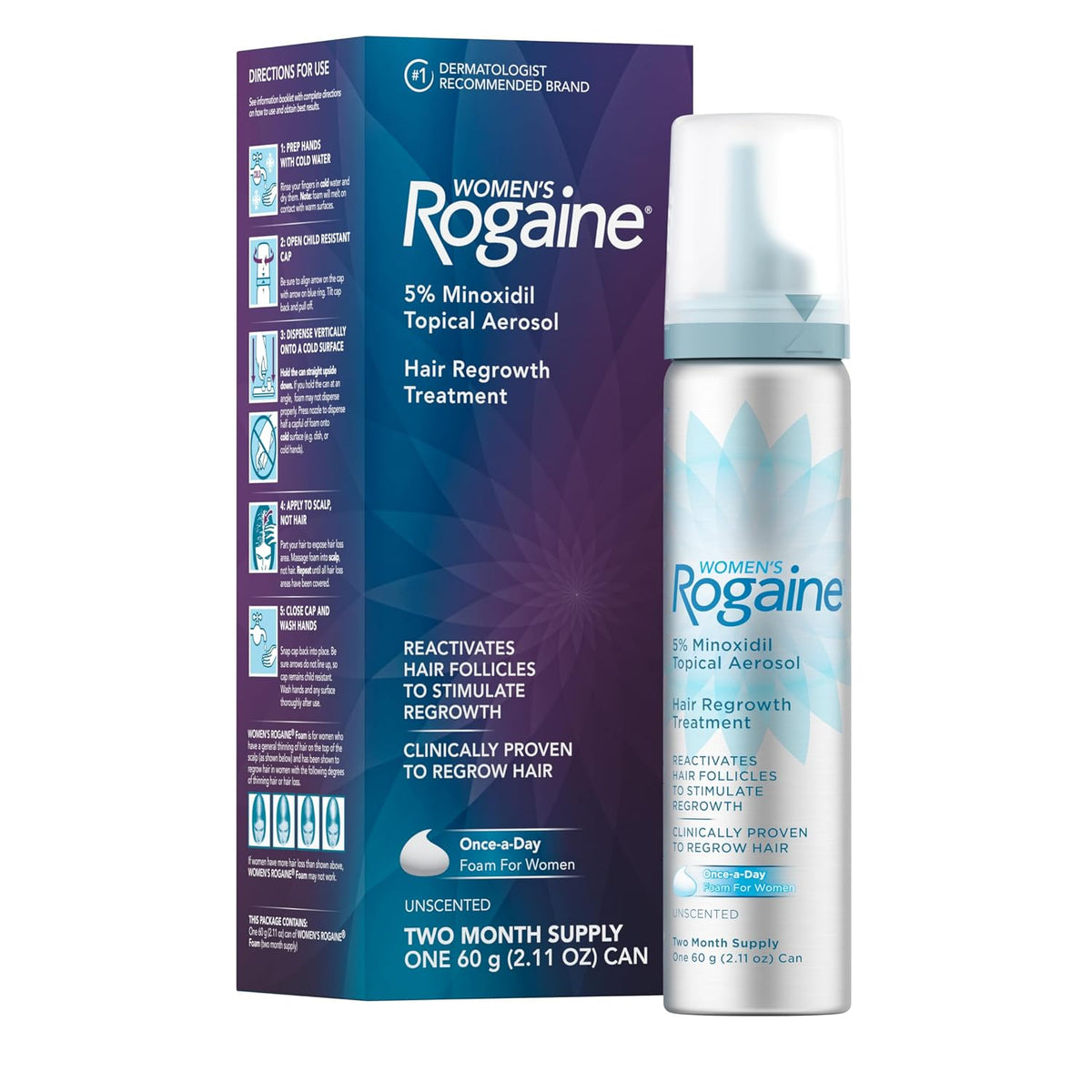 Rogaine women’s hair regrowth foam treatment box