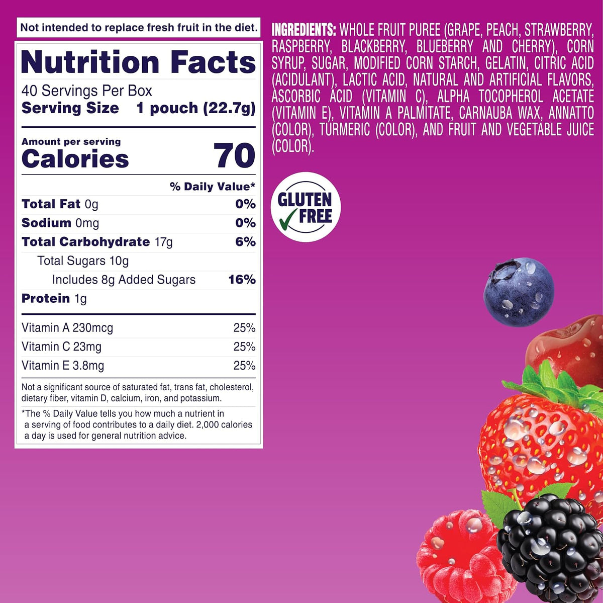 Berries 'N Cherries fruit snacks with real fruit first