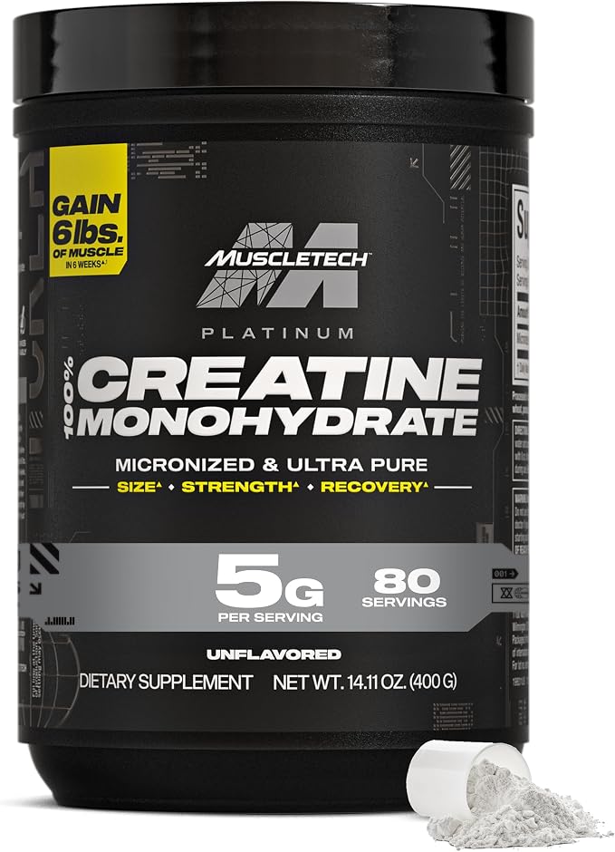 MuscleTech Platinum Pure creatine monohydrate powder tub
