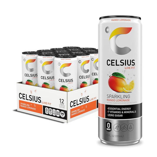 CELSIUS mango lemonade sugar free energy drink cans