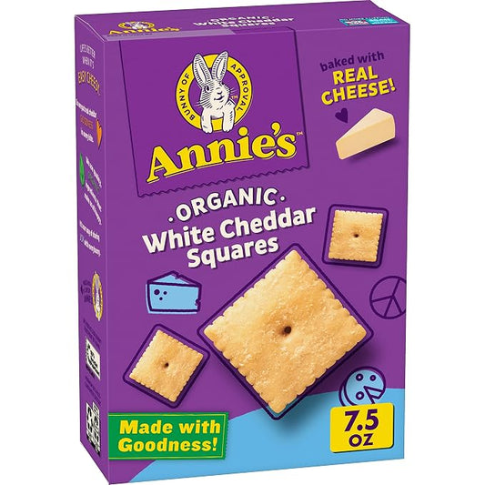 Annie's organic white cheddar baked snack crackers, 7.5 oz
