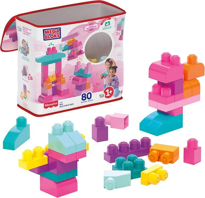 MEGA BLOKS pink building bag toddler blocks toy