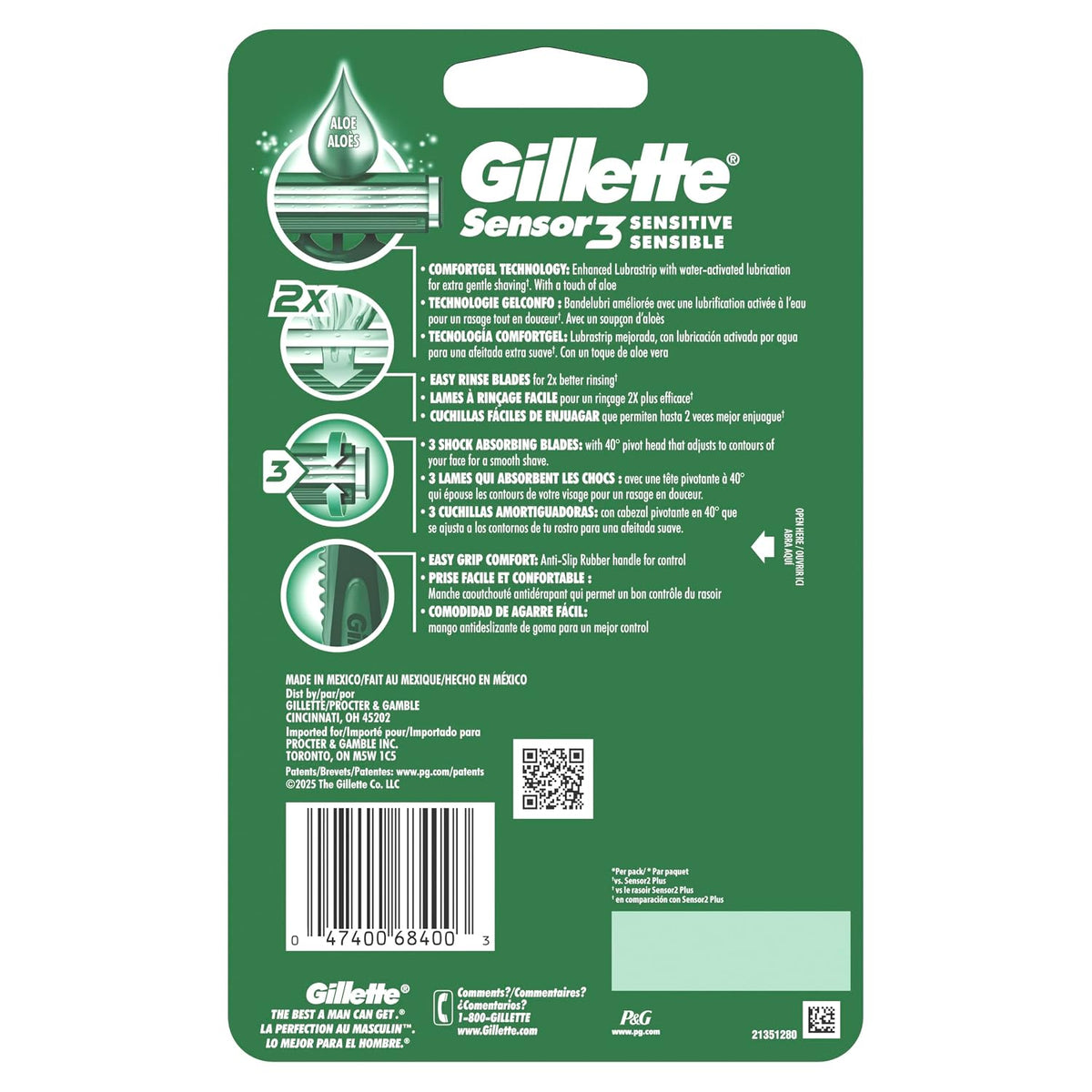 Gillette three blade disposable razors for men