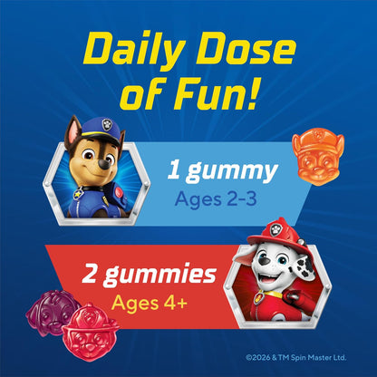 Kids multivitamin gummies with PAW Patrol themed label