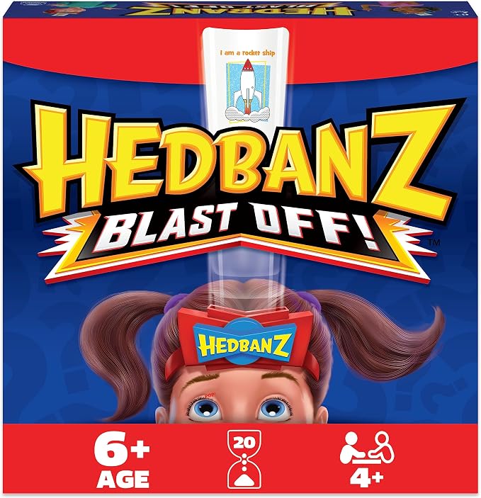 Hedbanz board game with colorful headbands