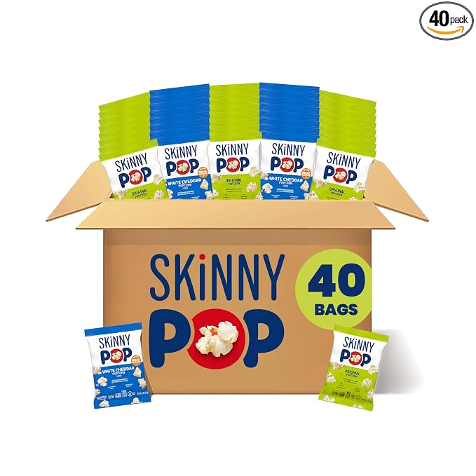 SkinnyPop popcorn variety pack 40 count snack bags