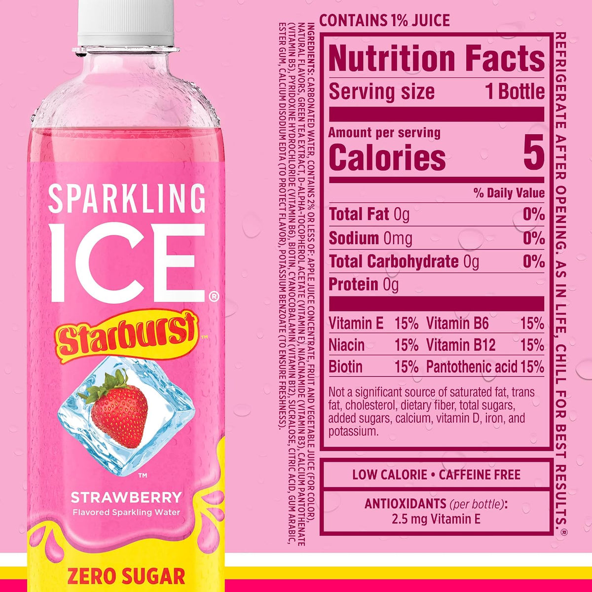 Zero sugar sparkling water in Strawberry Cherry Fruit Punch Watermelon