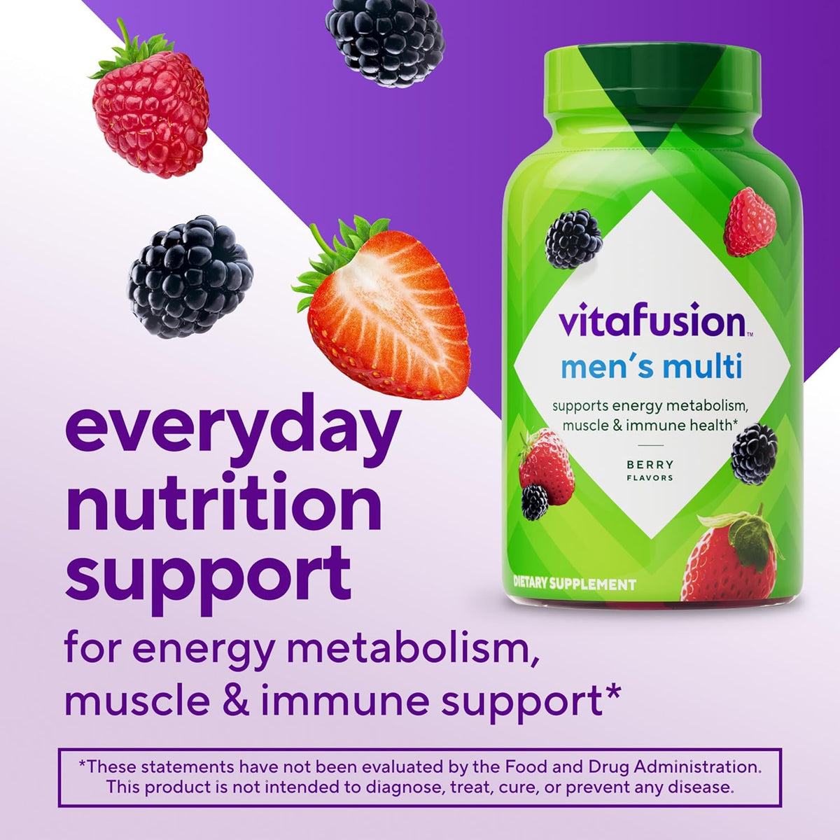 Men's daily multivitamin gummies with fruit flavors