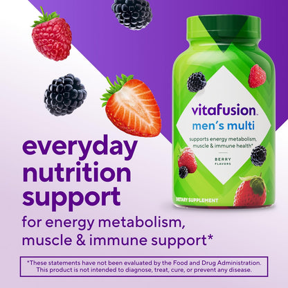 Men's daily multivitamin gummies with fruit flavors
